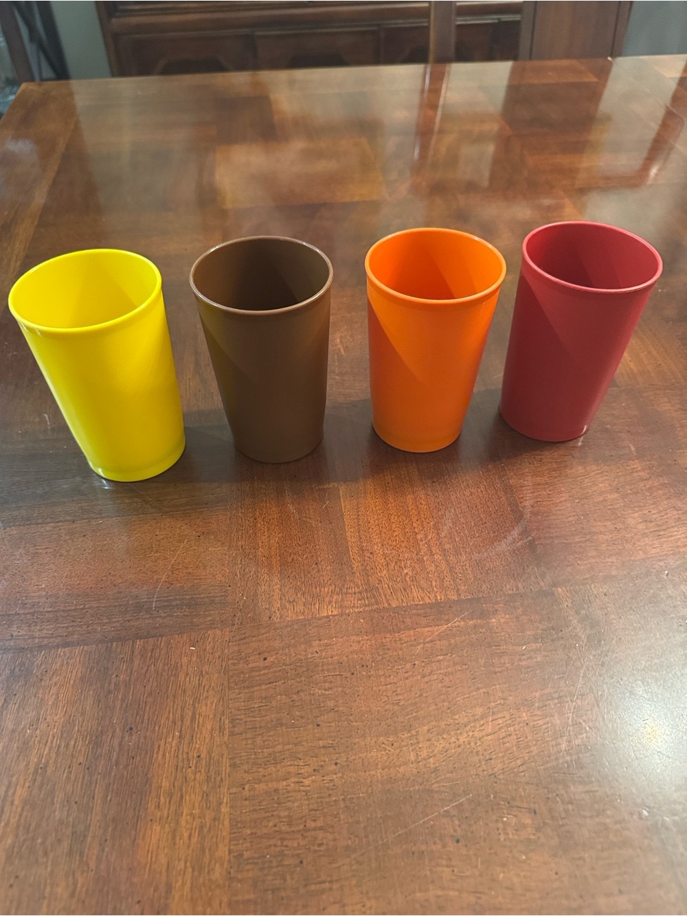 Vintage 1970s Tupperware Stackable Tumblers Cups Harvest Gold Orange 4 Pc